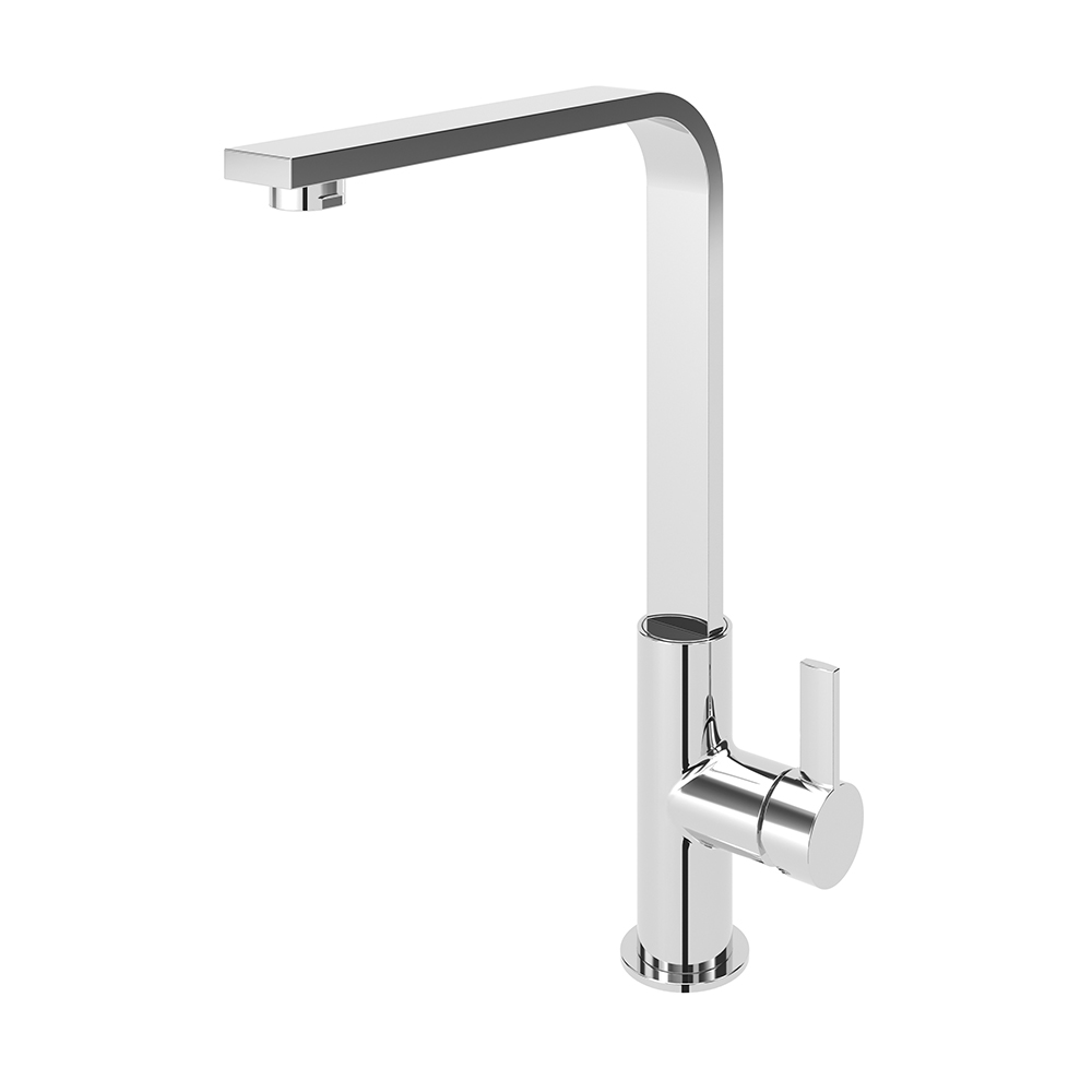 MITIGEUR CUISINE MONOCOMMANDE BEC ORIENTABLE CARRE PLAT CHROME