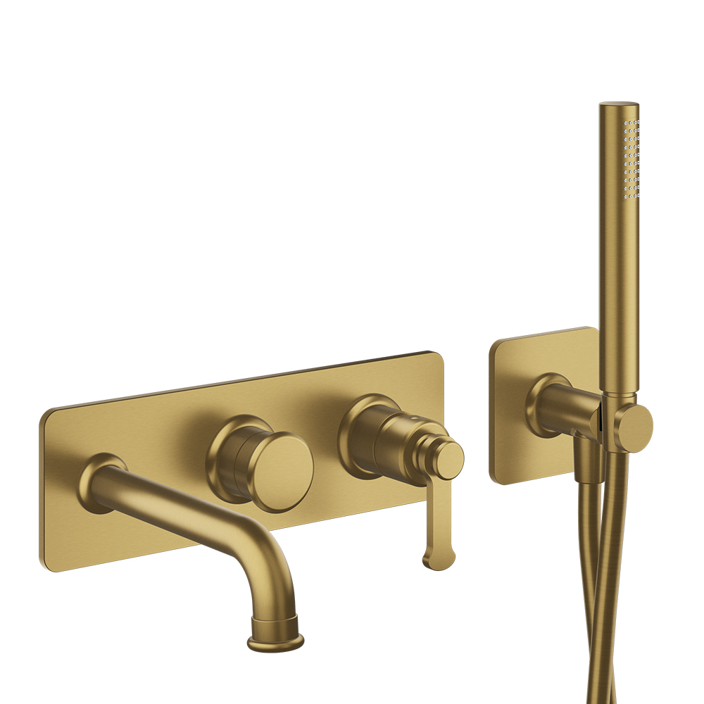 FACADE ENCASTRÉE BAIN DOUCHE 2 SORTIES OR BROSSE