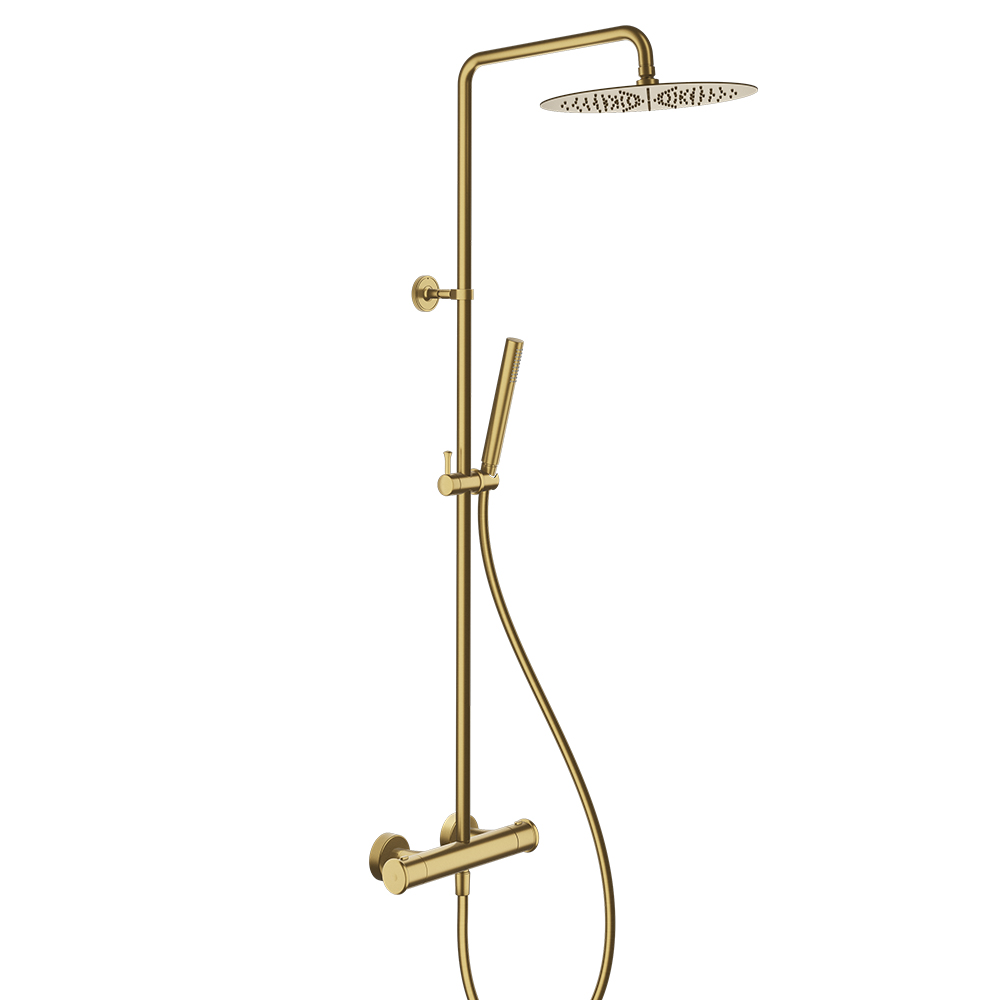 COLONNE DE DOUCHE THERMOSTATIQUE CORPS FROID OR BROSSE