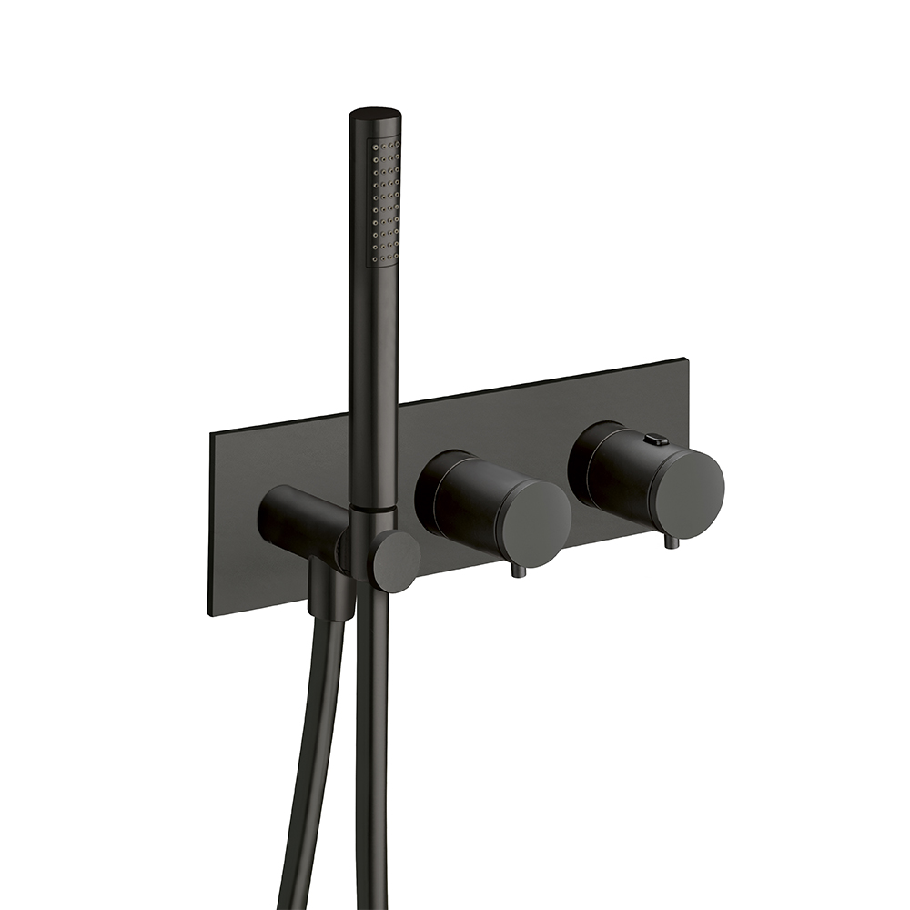 FACADE DOUCHE THERMOSTATIQUE 2 SORTIES BLACK MAT