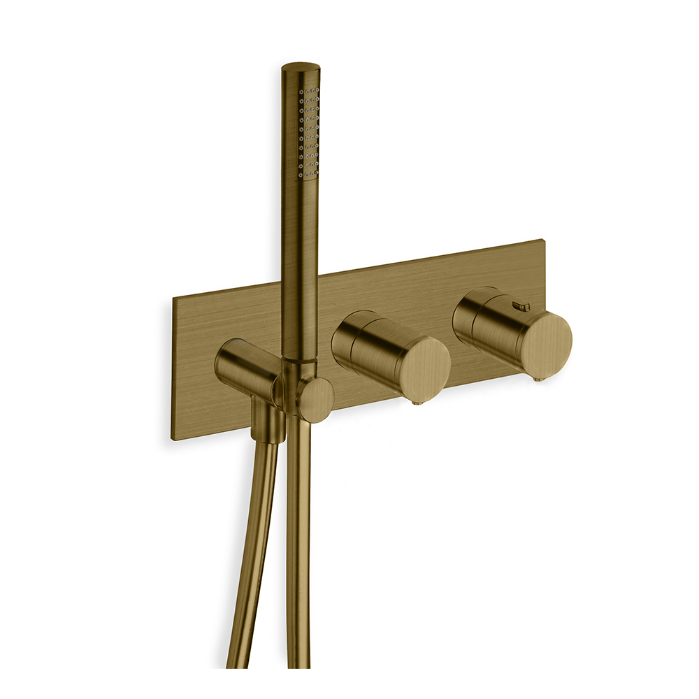 FACADE DOUCHE THERMOSTATIQUE 2 SORTIES VIEUX BRONZE MAT