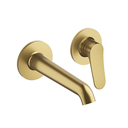 LAVABO MURAL BOTTE 2 TROUS BEC 225 MM OR BROSSE