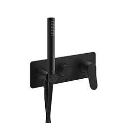 FACADE EXTERNE DOUCHE MURALE 2 SORTIES SS MECANISME BLACKMAT