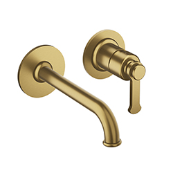 MITIGEUR LAVABO ENCASTRÉ AVEC ROSACES  BEC DE 225 MM OR BROSSE