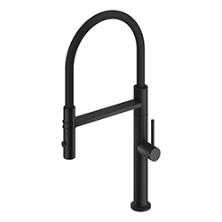 MITIGEUR CUISINE BEC SILICONE AVEC DOUCHETTE HAUTEUR 502 BLACK
