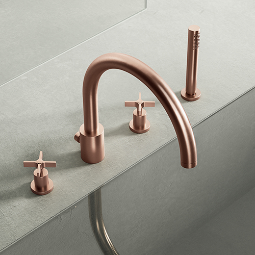 BAIN/DOUCHE CROSS ROAD 4 TROUS SUR GORGE OR ROSE BROSSE